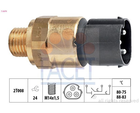 Temperature Switch, radiator fan Made in Italy - OE Equivalent 7.5679 Facet