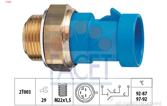 Temperature Switch, radiator fan Made in Italy - OE Equivalent 7.5681 Facet