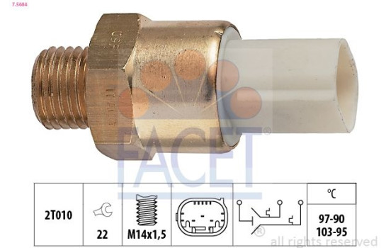 Temperature Switch, radiator fan Made in Italy - OE Equivalent 7.5684 Facet
