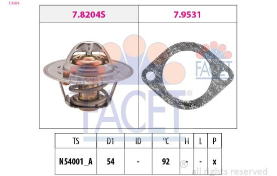 Thermostat, coolant Made in Italy - OE Equivalent 7.8204 Facet