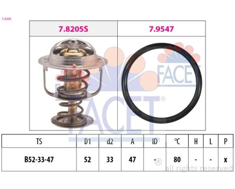 Thermostat, coolant Made in Italy - OE Equivalent 7.8205 Facet
