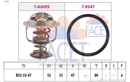 Thermostat, coolant Made in Italy - OE Equivalent 7.8205 Facet
