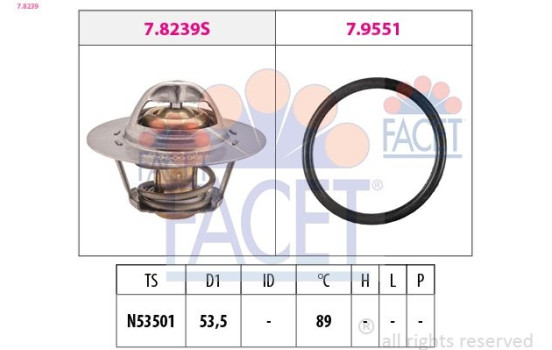 Thermostat, coolant Made in Italy - OE Equivalent 7.8239 Facet