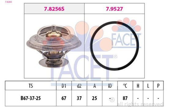 Thermostat, coolant Made in Italy - OE Equivalent 7.8256 Facet