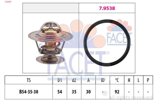 Thermostat, coolant Made in Italy - OE Equivalent 7.8279 Facet