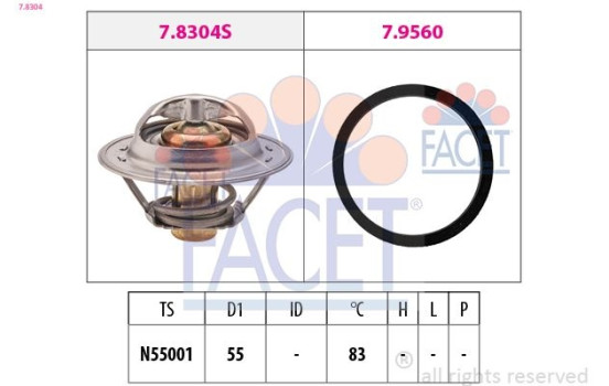 Thermostat, coolant Made in Italy - OE Equivalent 7.8304 Facet