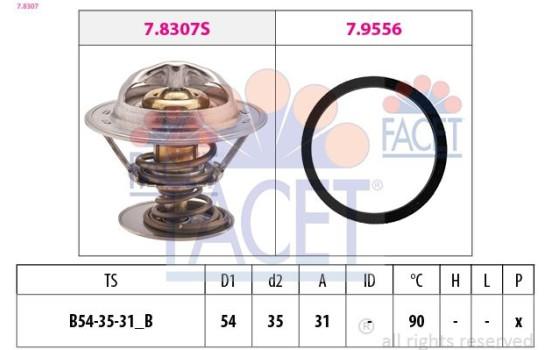 Thermostat, coolant Made in Italy - OE Equivalent 7.8307 Facet