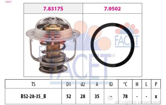 Thermostat, coolant Made in Italy - OE Equivalent 7.8317 Facet