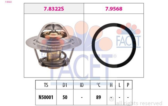 Thermostat, coolant Made in Italy - OE Equivalent 7.8322 Facet