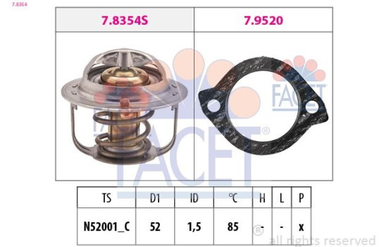 Thermostat, coolant Made in Italy - OE Equivalent 7.8354 Facet