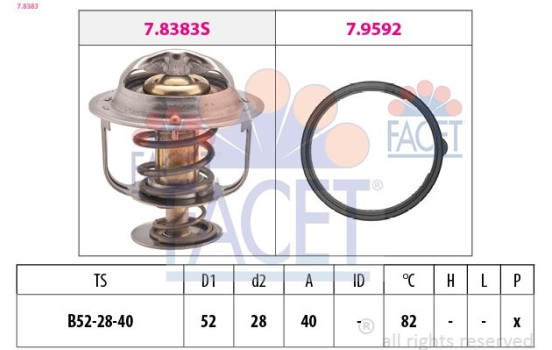 Thermostat, coolant Made in Italy - OE Equivalent 7.8383 Facet