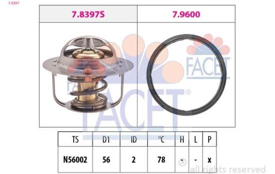 Thermostat, coolant Made in Italy - OE Equivalent 7.8397 Facet