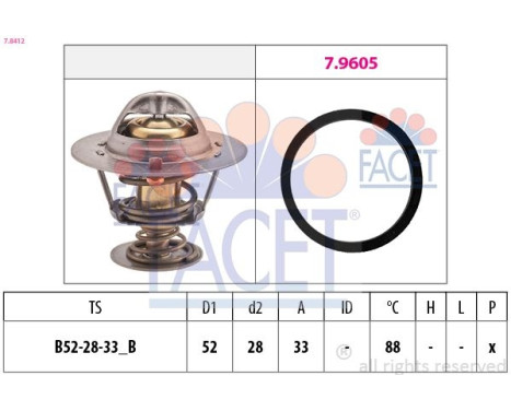 Thermostat, coolant Made in Italy - OE Equivalent 7.8412 Facet
