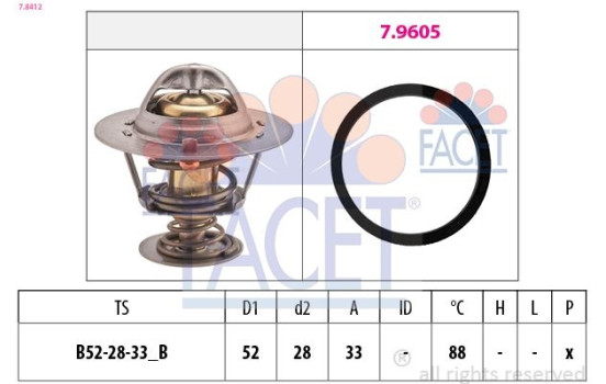 Thermostat, coolant Made in Italy - OE Equivalent 7.8412 Facet
