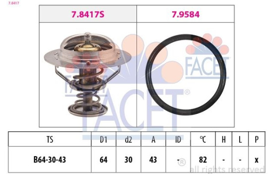 Thermostat, coolant Made in Italy - OE Equivalent 7.8417 Facet