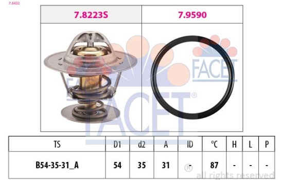 Thermostat, coolant Made in Italy - OE Equivalent 7.8432 Facet
