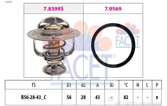 Thermostat, coolant Made in Italy - OE Equivalent 7.8444 Facet
