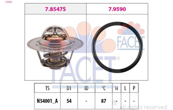 Thermostat, coolant Made in Italy - OE Equivalent 7.8547 Facet