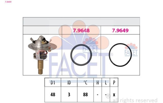 Thermostat, coolant Made in Italy - OE Equivalent 7.8609 Facet