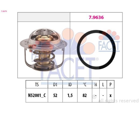Thermostat, coolant Made in Italy - OE Equivalent 7.8679 Facet