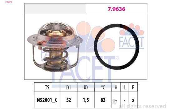 Thermostat, coolant Made in Italy - OE Equivalent 7.8679 Facet