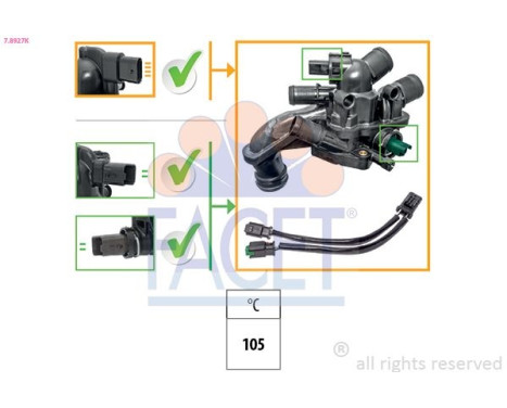 Thermostat, coolant Made in Italy - OE Equivalent 7.8927K Facet