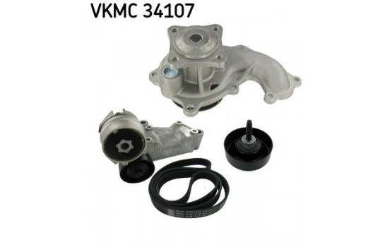 Water Pump + V-Ribbed Belt Kit VKMC 34107 SKF