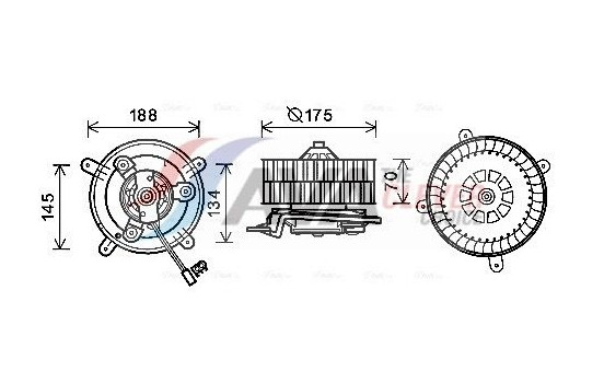 Electric Motor, interior blower MS8621 Ava Quality Cooling