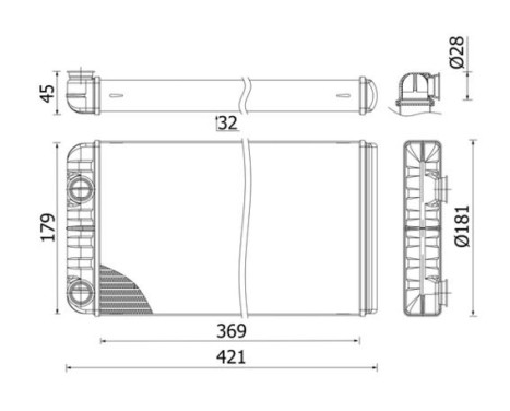 Heater radiator, interior heating