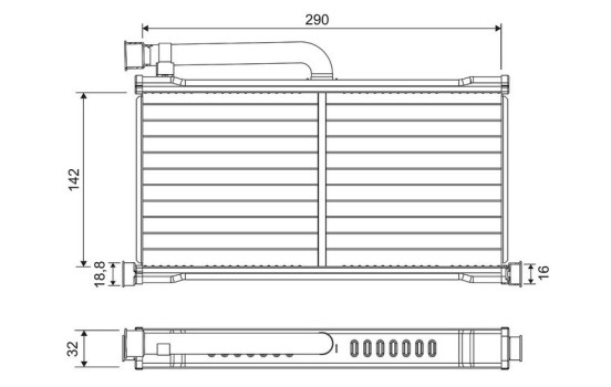 Heater radiator, interior heating
