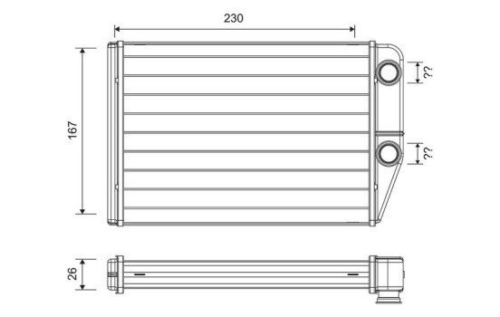 Heater radiator, interior heating