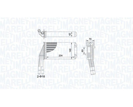 Heater radiator, interior heating