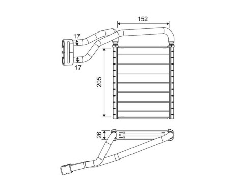 Heater radiator, interior heating