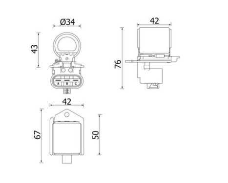 Pre-resistor, electric motor (radiator fan)