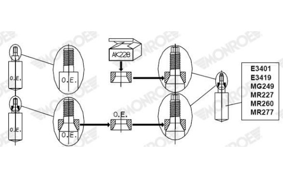 Screw Kit, suspension strut/wheel bearing housing ADAPTOR KIT AK228 Monroe, Image 6