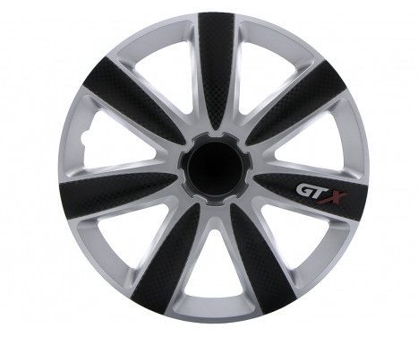 4-Piece Hubcaps GTX Carbon Black & Silver 13''