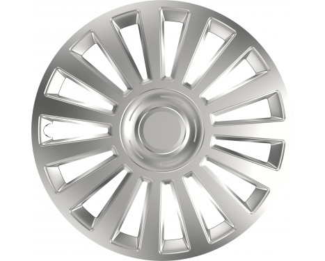4-Piece Hubcaps Luxury Silver 15 Inch