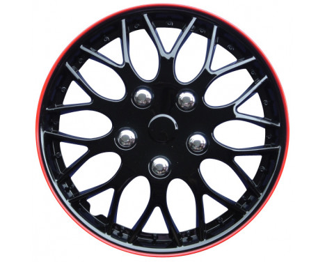 4-Piece Hubcaps Missouri 15-inch black / red border