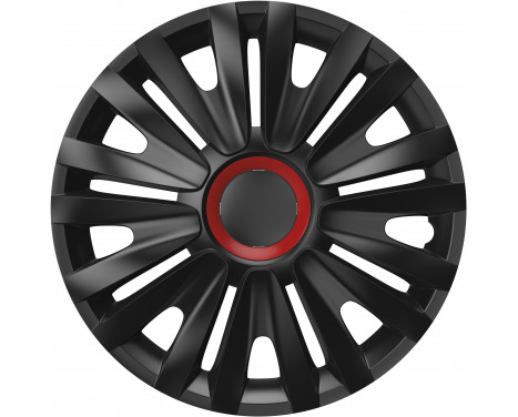 4-Piece Hubcaps Royal Red Ring Black 16 inch