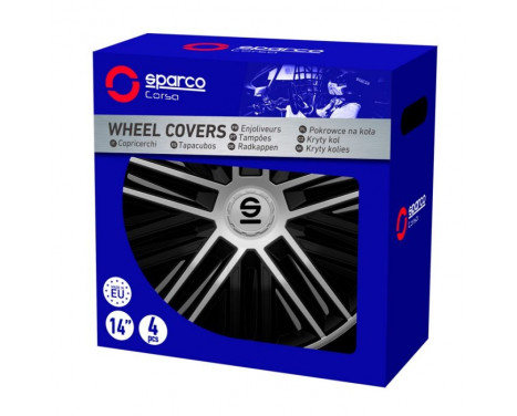 4-Piece Sparco Hubcaps Bergamo 14-inch black / silver, Image 3