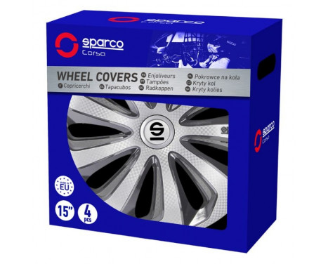 4-piece Sparco wheel cover set Sicilia 14-inch silver / gray / carbon, Image 3
