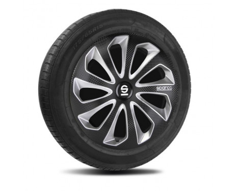 4-piece Sparco wheel cover set Sicilia 15-inch black / silver / carbon, Image 2
