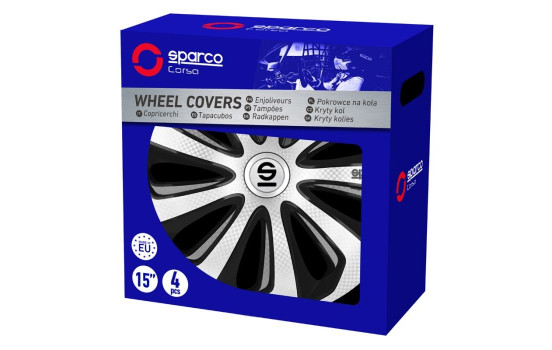 4-piece Sparco wheel cover set Sicilia 15-inch silver / black / carbon, Image 3