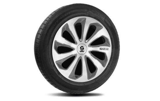 4-Piece Sparco Wheel Cover Set Sicilia 16-inch silver / gray / carbon, Image 2