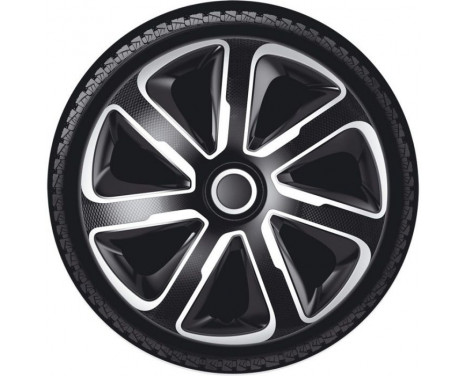 4-Wheel Hubcaps Livorno 13-inch silver / black carbon-look, Image 2