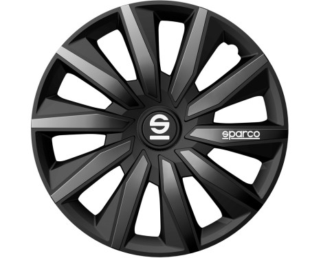 Sparco Milano Wheel Covers - 14-inch - Black/Gray - Set of 4 pieces