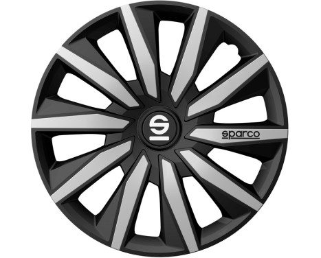 Sparco Milano Wheel Covers - 15-inch - Black/Silver - Set of 4 pieces