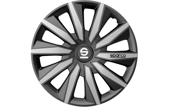 Sparco Milano Wheel Covers - 15-inch - Gray/Silver - Set of 4 pieces