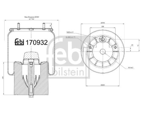 Spring bellows, air suspension
