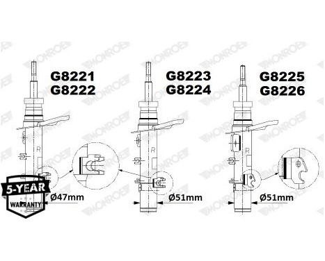 Shock Absorber MONROE ORIGINAL (Gas Technology) G8225, Image 5